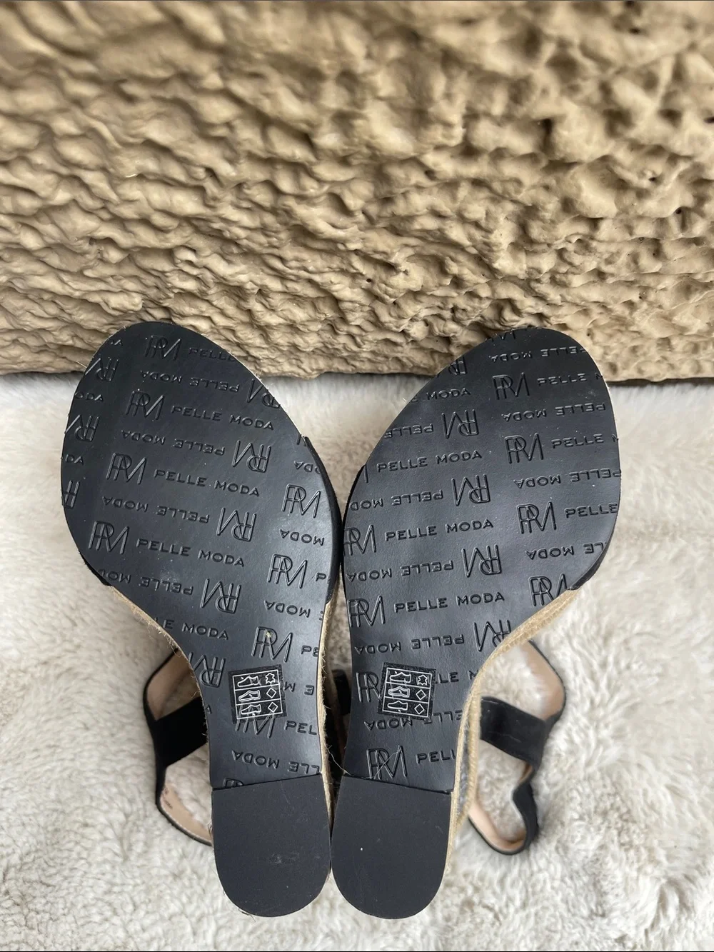 Pelle Moda Black Suede Espadrille Wedge Sandals in black Size 8